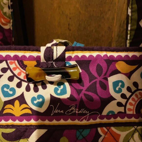 Rare Like New! Vera Bradley Toggle Travel Laptop Tote Bag in retired Plum Crazy! - Picture 4 of 13
